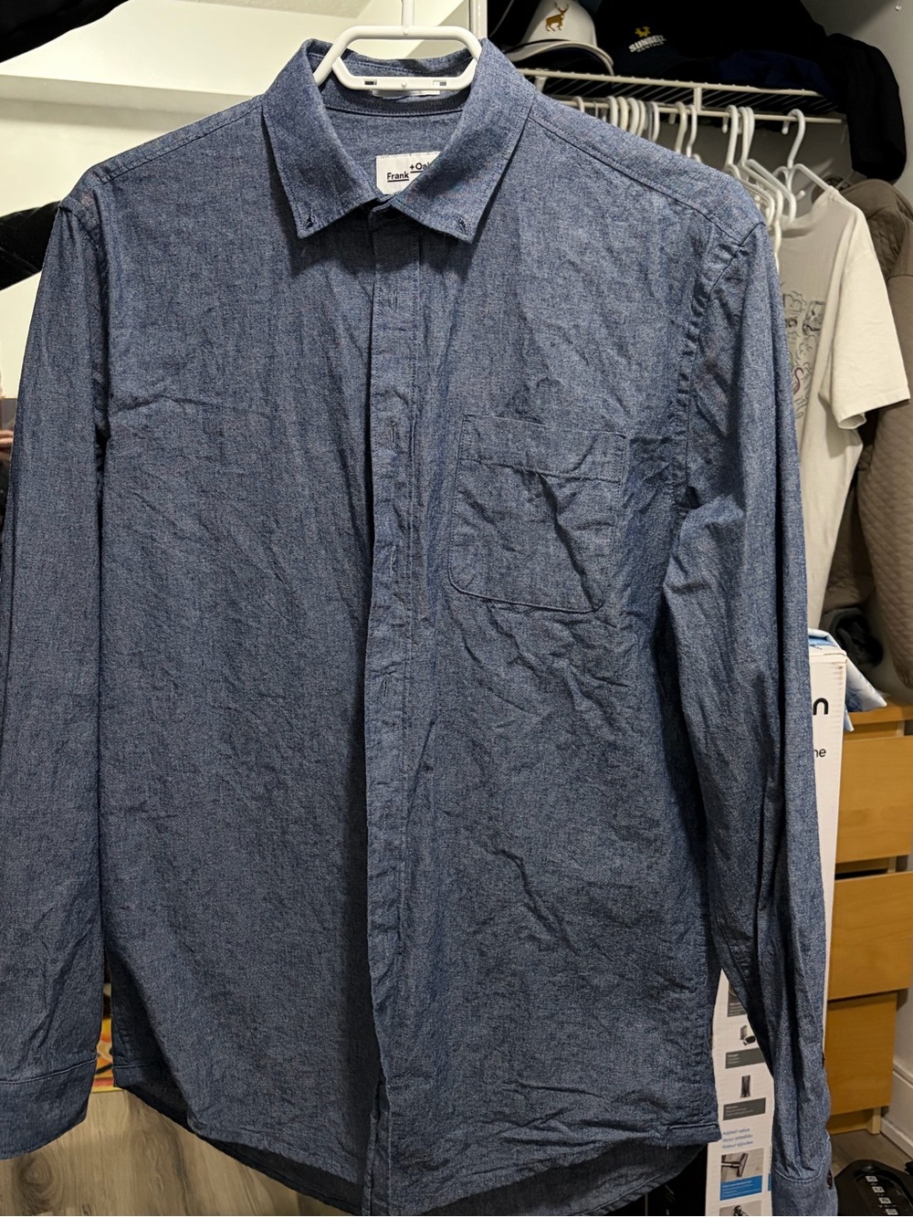 Frank & Oak Dark Blue Men's Casual Button-Down Shirt